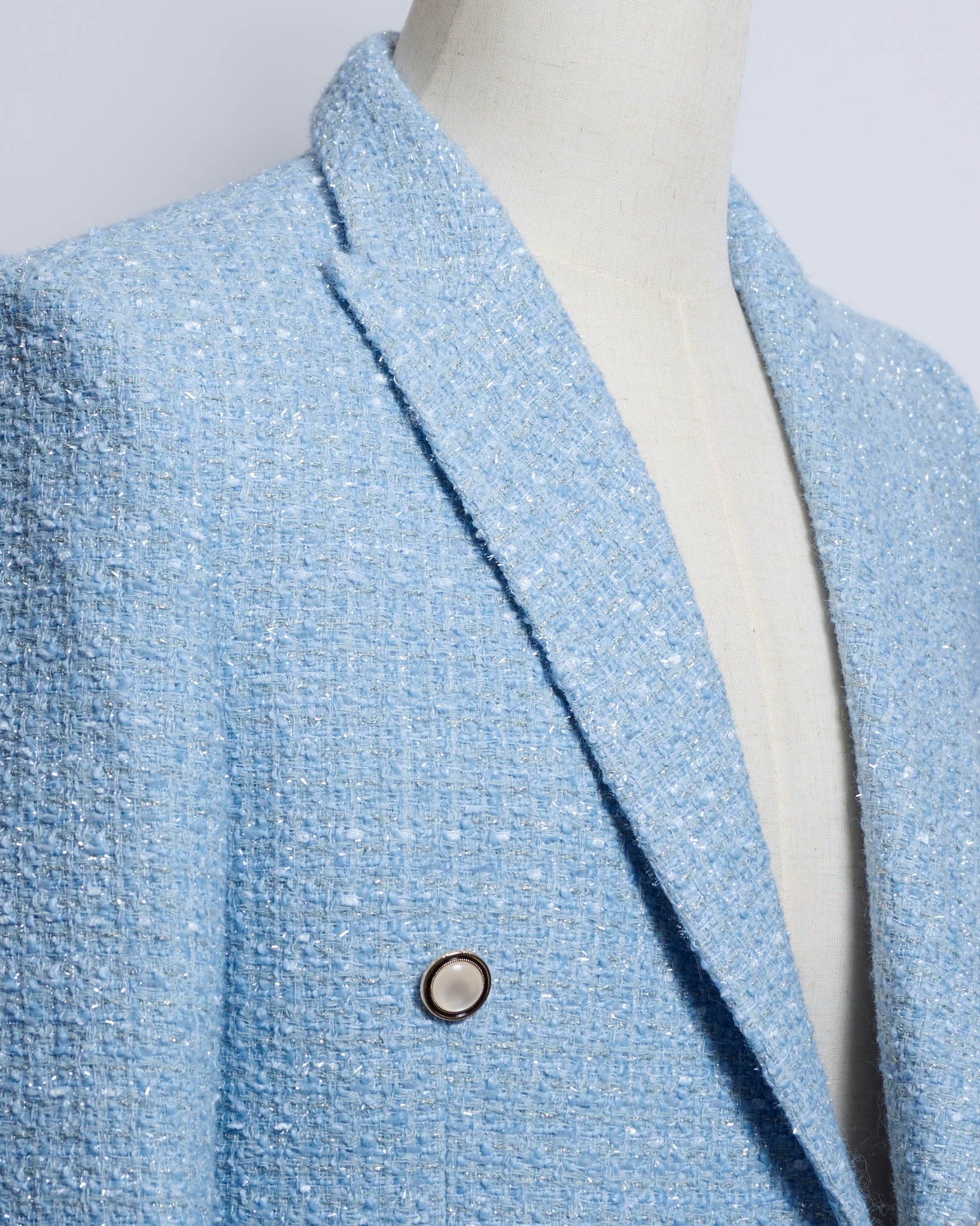 サックスブルーツイード ダブルジャケット - 画像 (4)