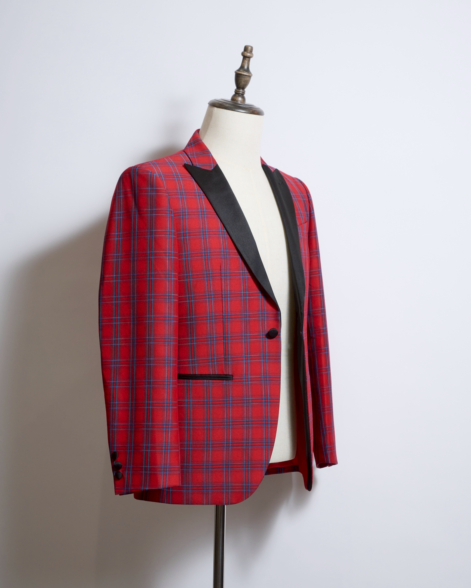 レッドタータンチェックタキシードシングルジャケット