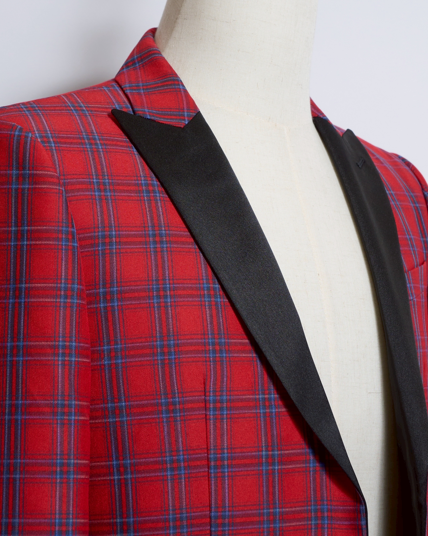 レッドタータンチェックタキシードシングルジャケット