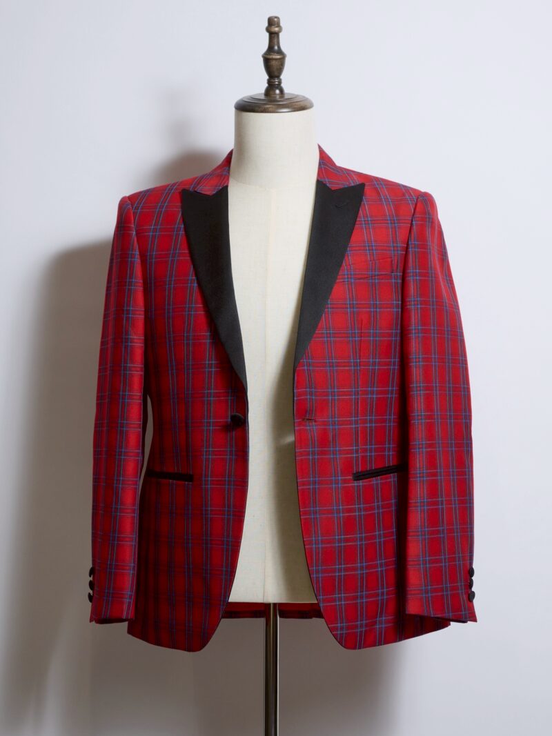 レッドタータンチェックタキシードシングルジャケット