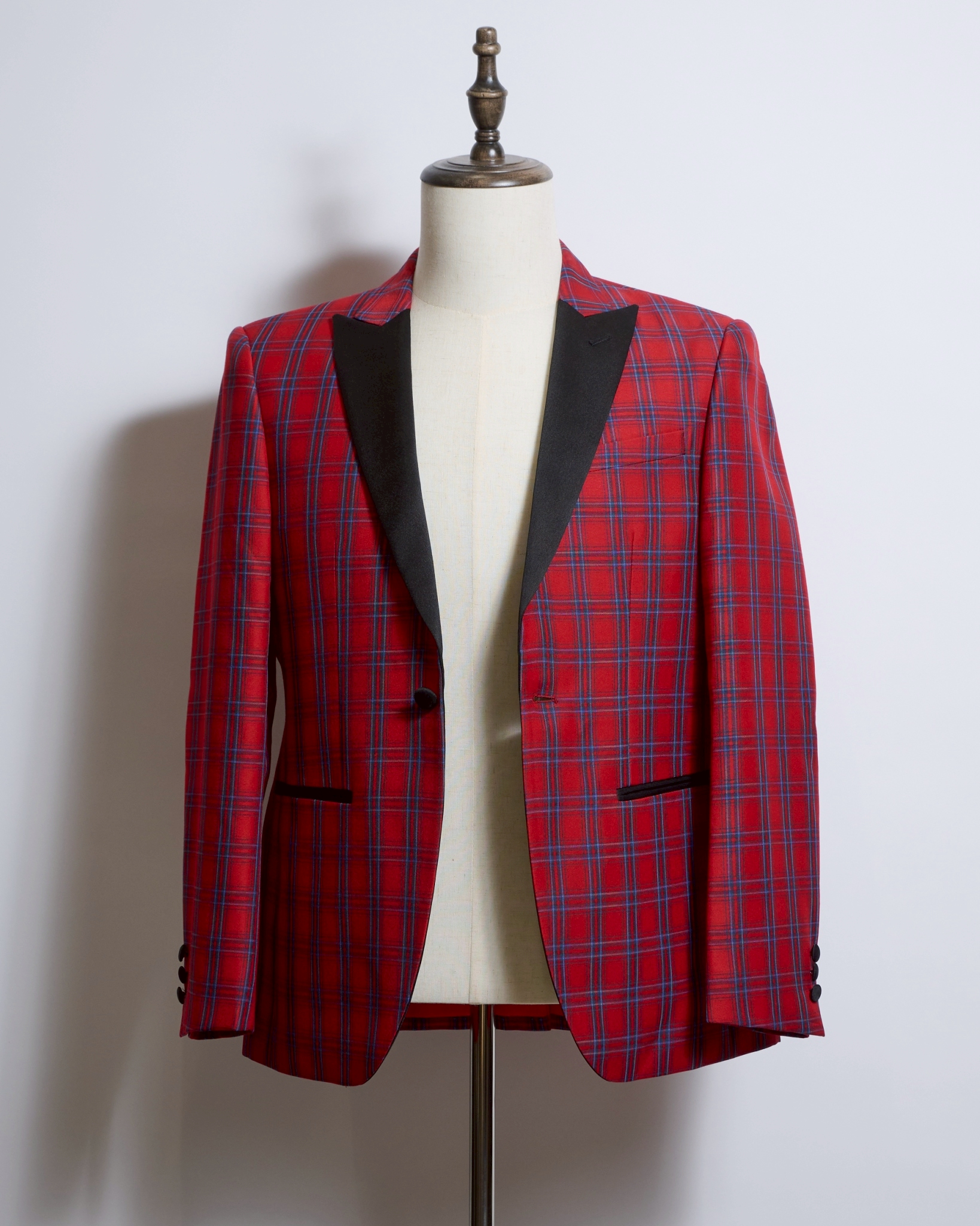 レッドタータンチェックタキシードシングルジャケット