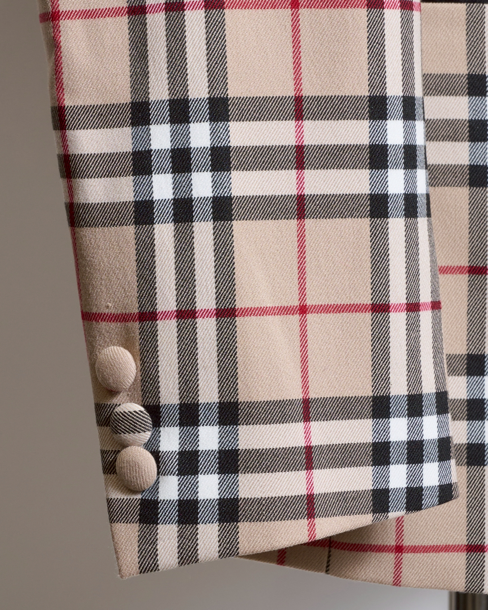 ベージュチェックシングルタキシードジャケット