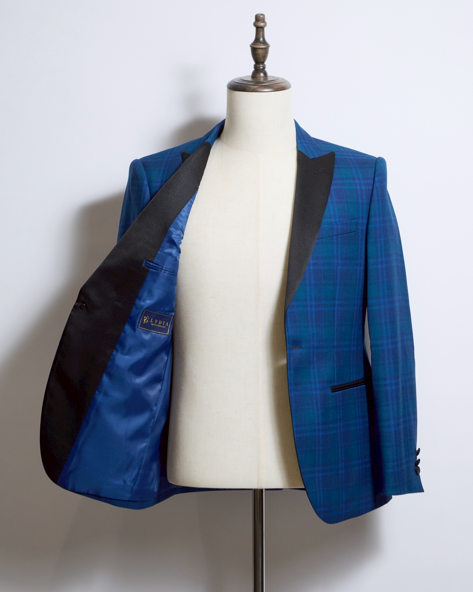 ブルータータンチェックシングルタキシードジャケット