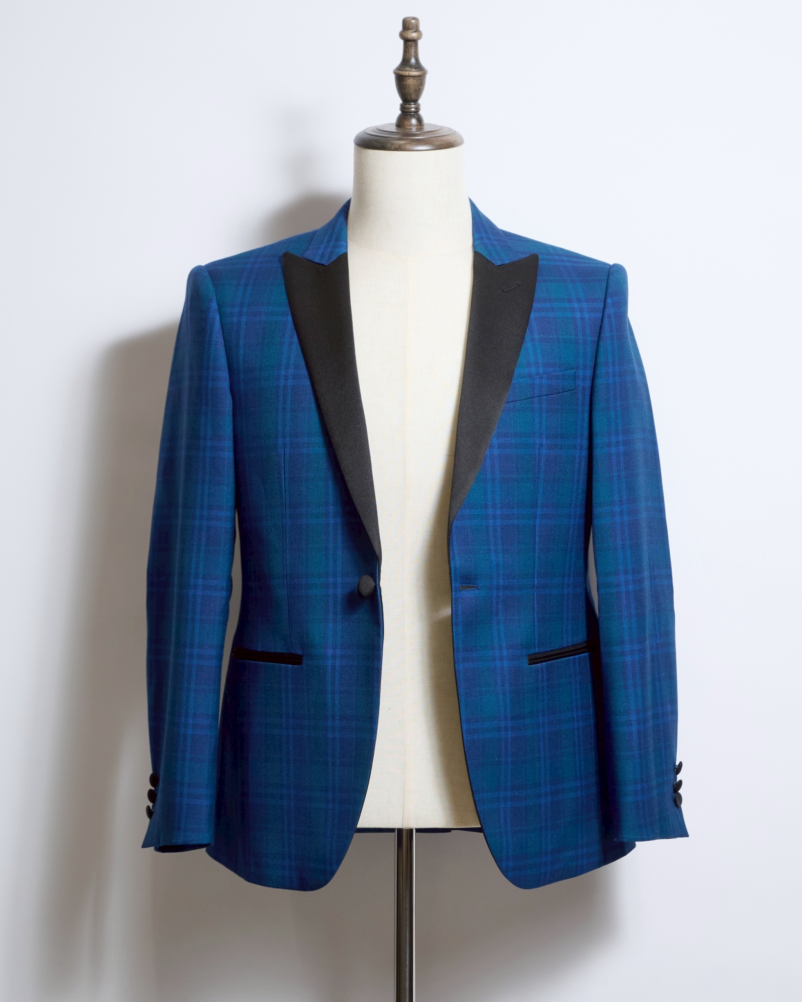 ブルータータンチェックシングルタキシードジャケット
