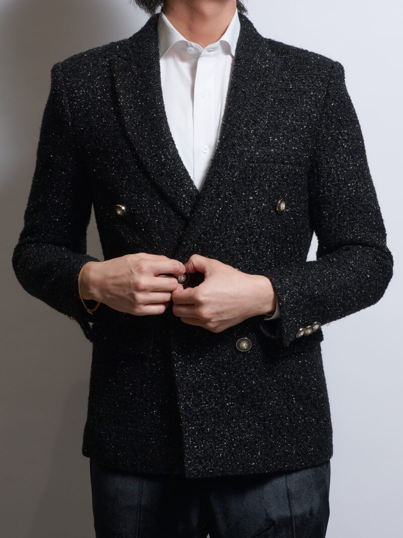 ブラックラメツイードダブルジャケット