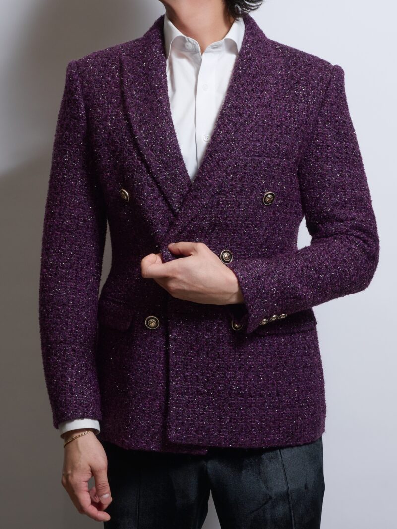 ディープパープルツイード ダブルジャケット