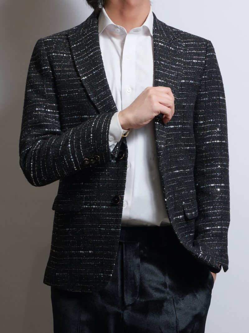ブラック×シルバー ツイードジャケット