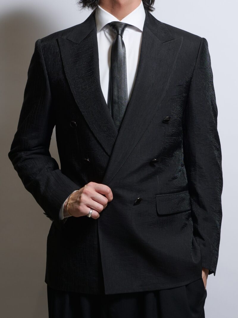 ブラックシャドーダブルジャケット裏地レオパード