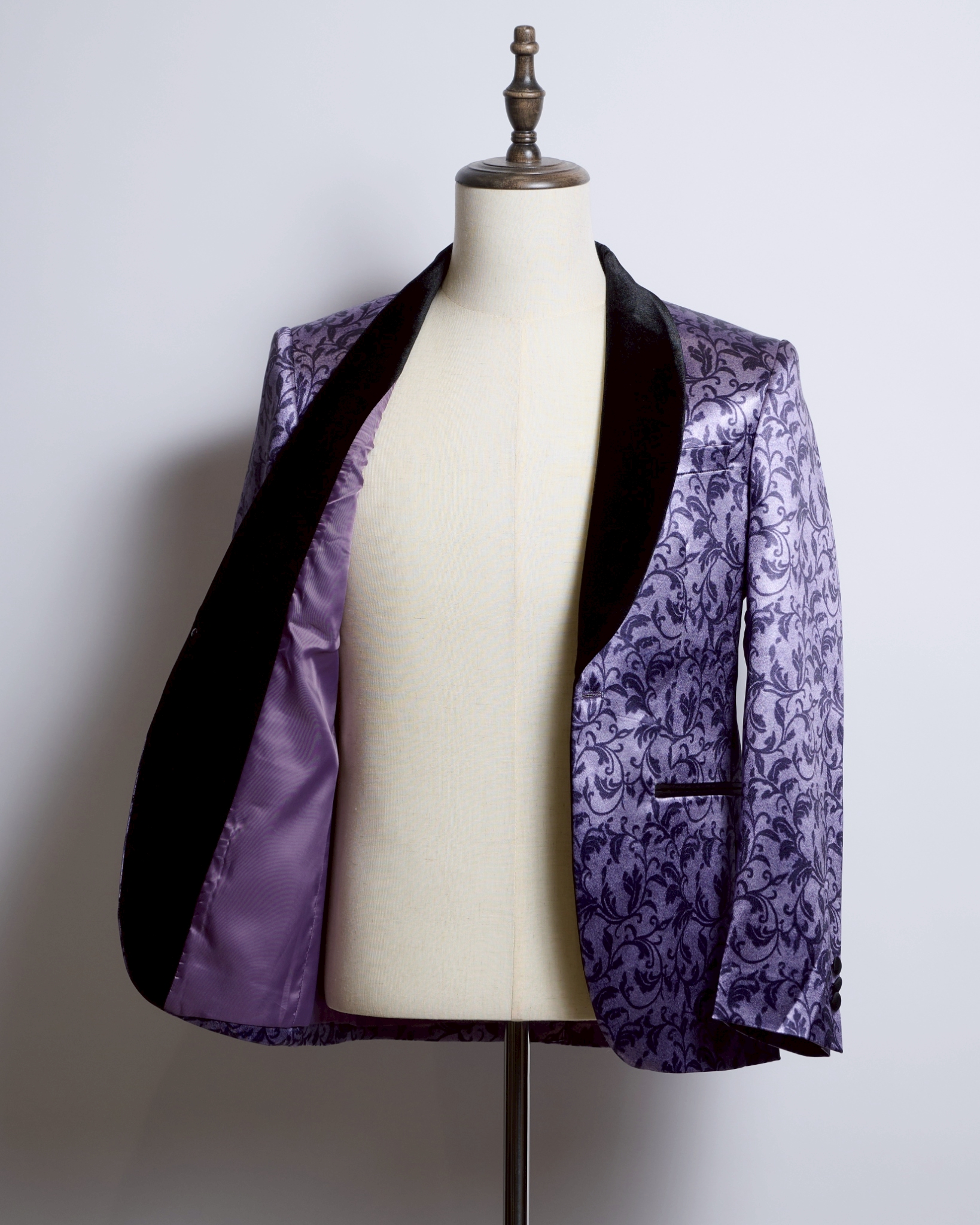 ダマスク柄パープルタキシードジャケット - 画像 (3)