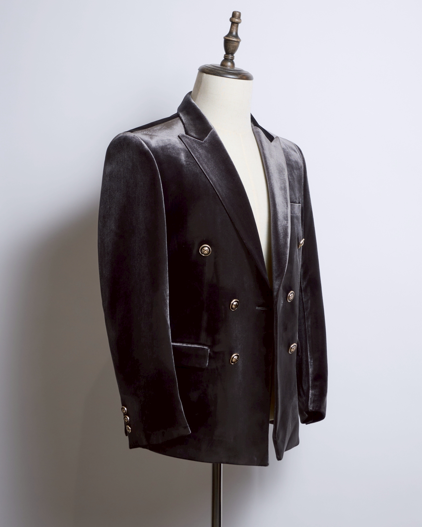 ダークグレーベロアダブルジャケット