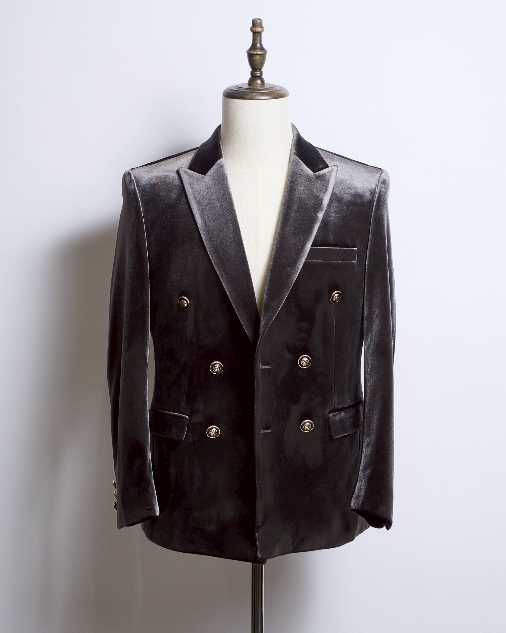 ダークグレーベロアダブルジャケット