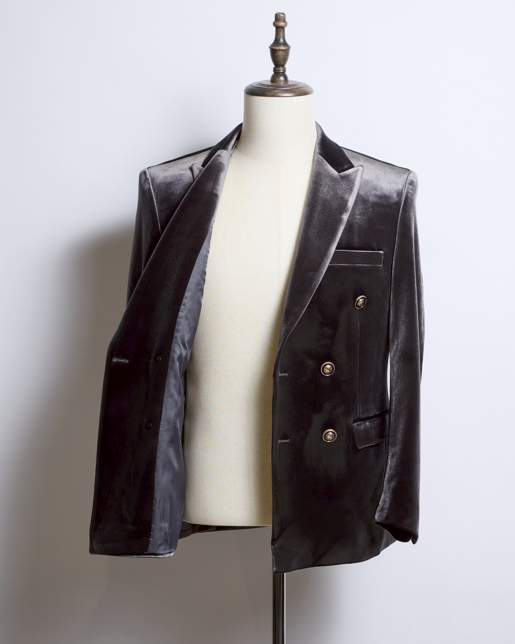 ダークグレーベロアダブルジャケット