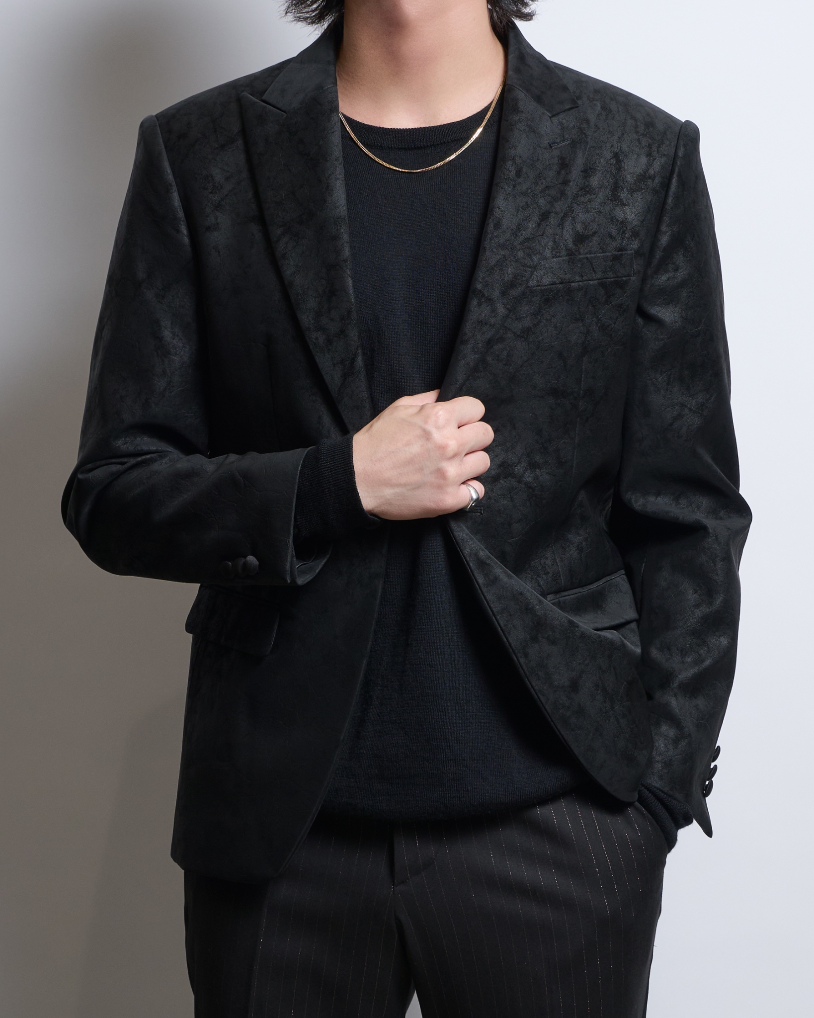 マットレザー調シングルジャケット、フェイクレザー