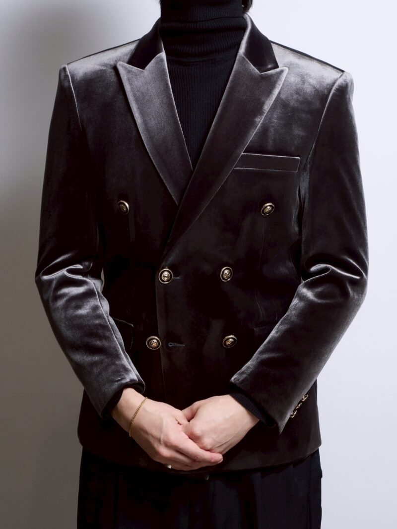 グレーベロアジャケット ダブル
