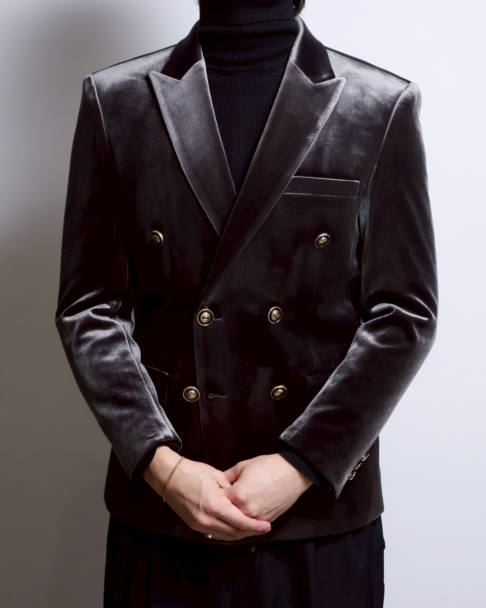 グレーベロアジャケット ダブル