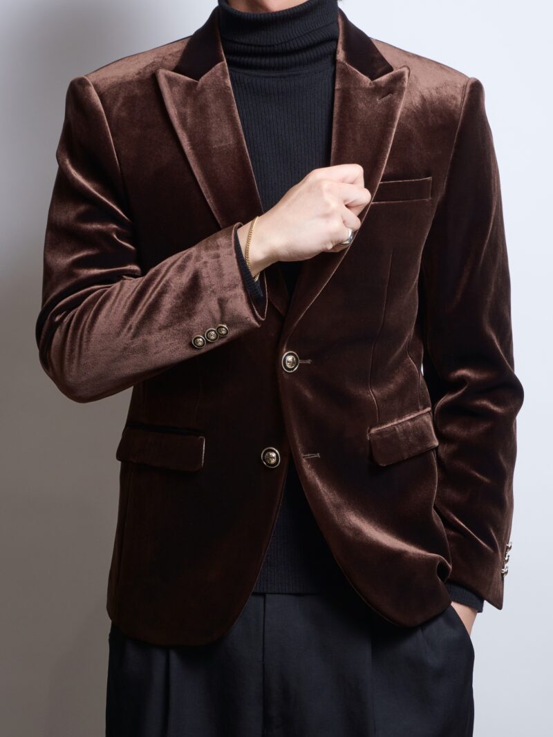 ブラウンベロアシングルジャケット