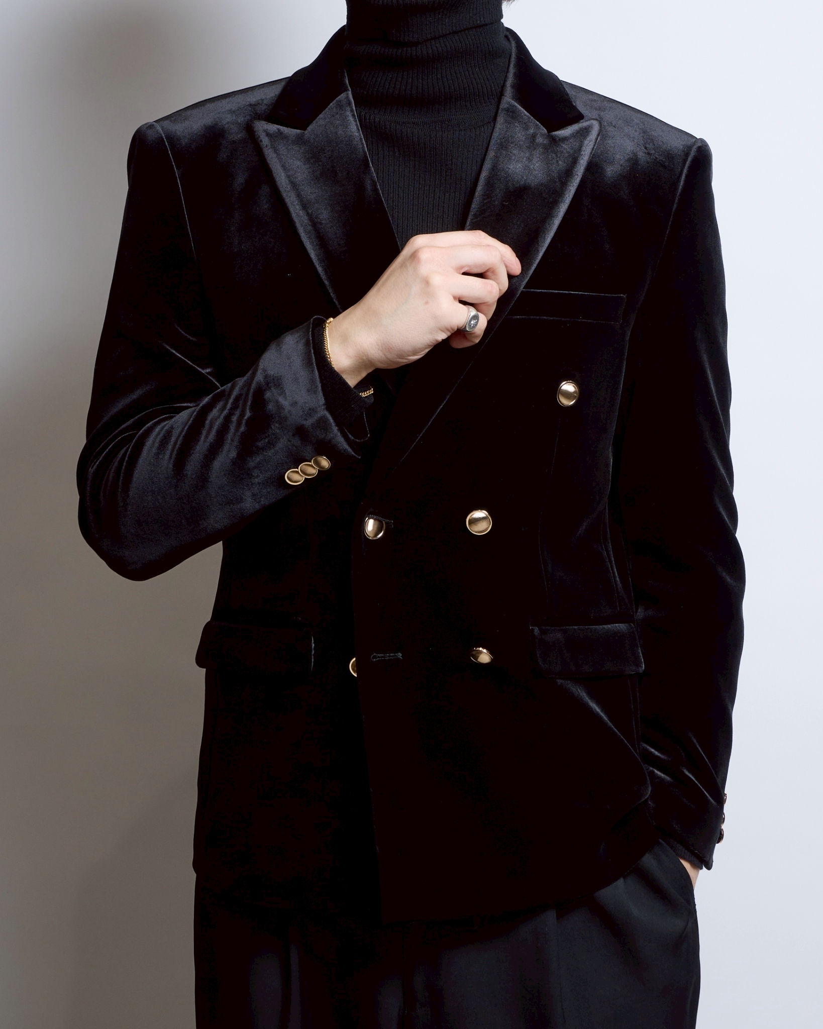 ブラックベロア ダブルジャケット