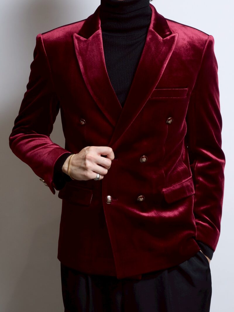 ボルドーベロアダブルジャケット