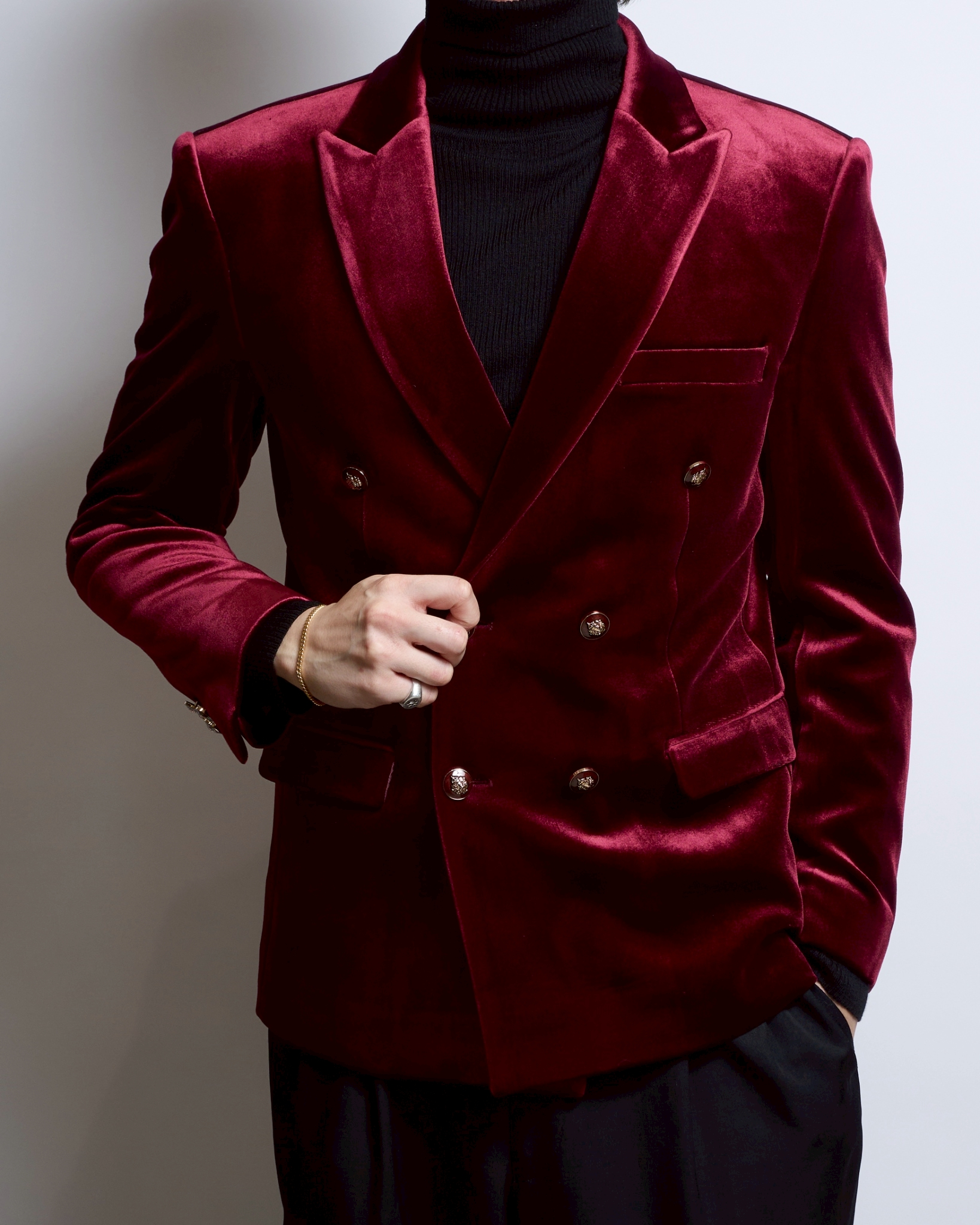 ボルドーベロアダブルジャケット