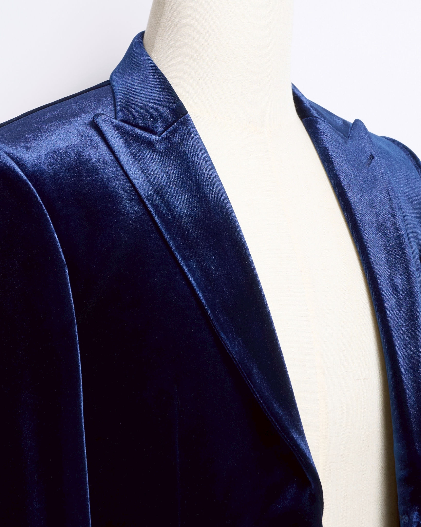 ネイビーベロアシングルジャケット、ゴールドボタン
